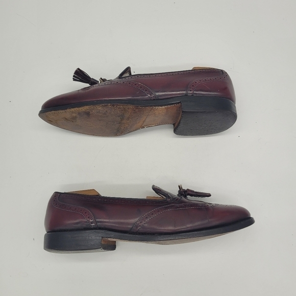 Allen Edmonds Shoes Men 8D Auburn  Burgundy Wingtip Slip On Loafers - Picture 10 of 15